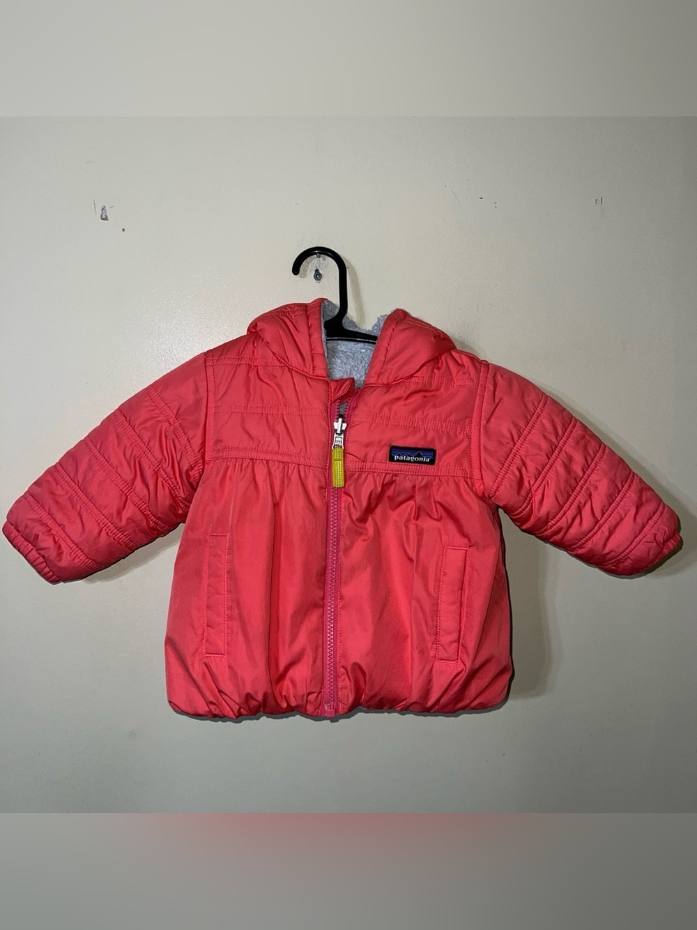 Patagonia Girls Coral-Orange Quilted Puffer Jacket 6-12M